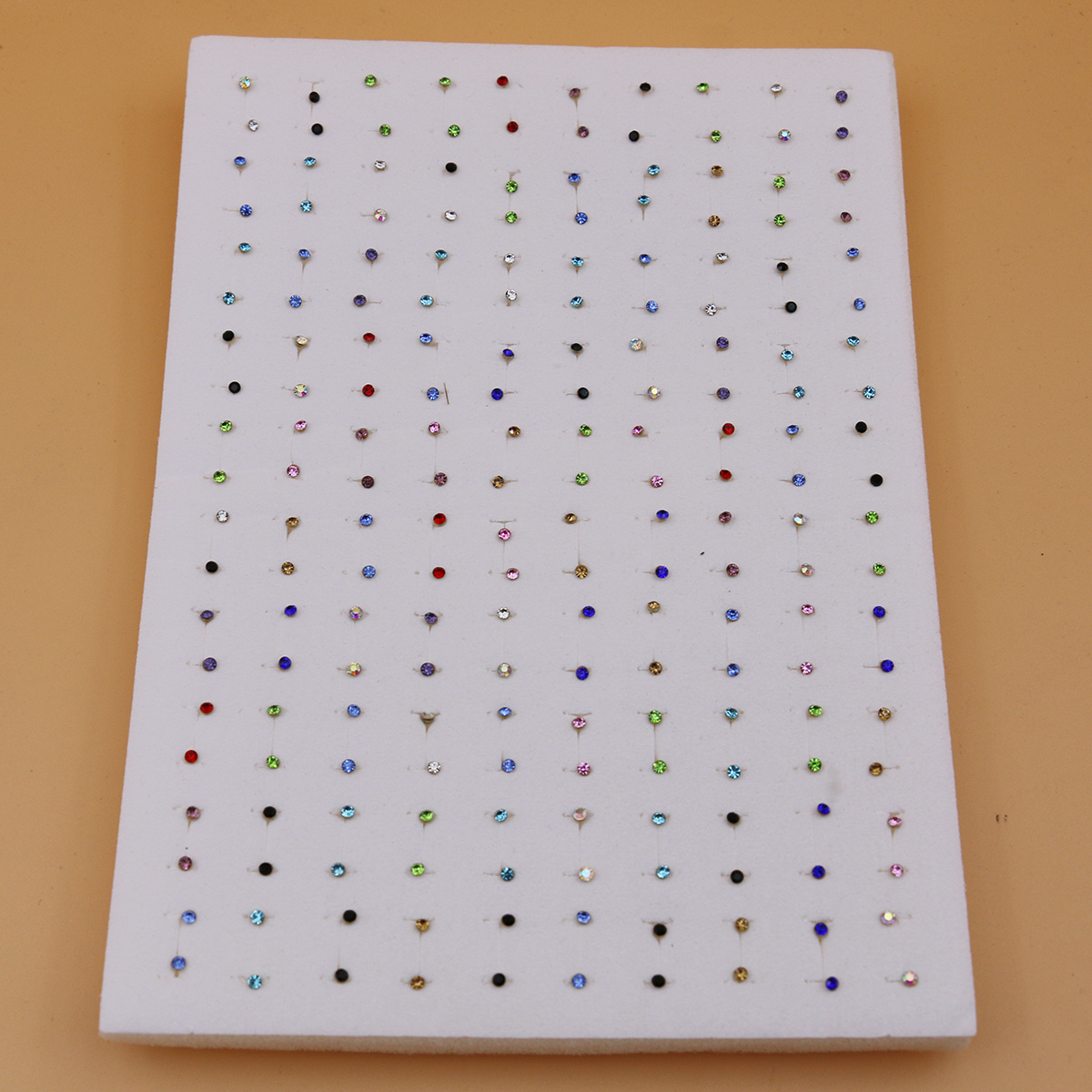 100 Pairs Colorful Rhinestones Plastic Glue Needle Earrings Set